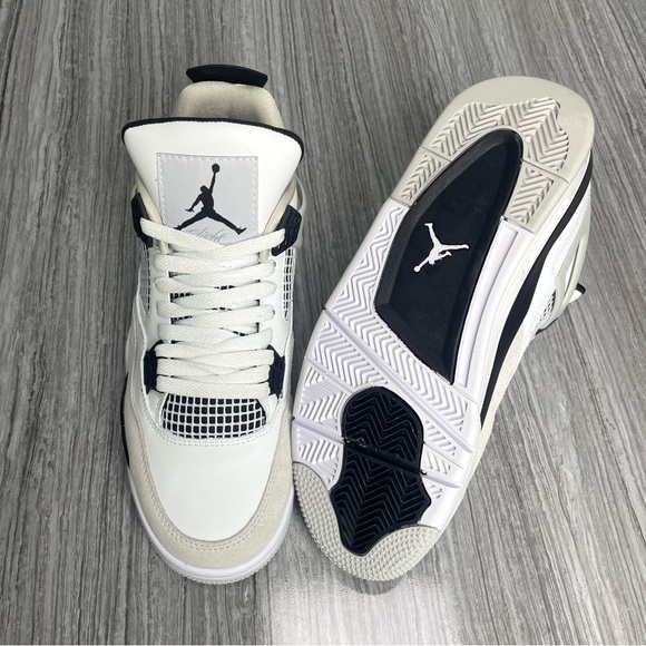 Jordan 4 Military Black-Men’s Sneakers White and Black - Picture 6 of 9
